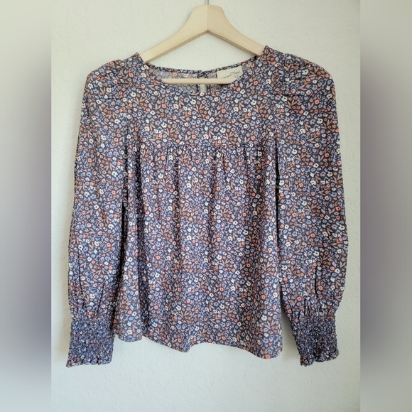 Universal Threads Purple Ballon Sleeve Flower cottagecore Blouse XS - Picture 5 of 12